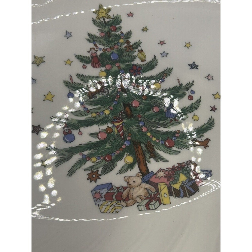 Nikko Christmastime Swirl Edge Happy Holidays Oval Platter 14"